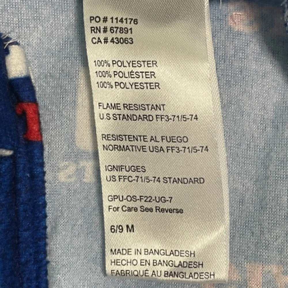 NFL Team Apparel Giants Blue and Red Kids One Piece Footie Pajamas - Picture 4 of 7